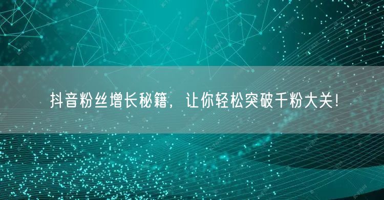 抖音粉丝增长秘籍,让你轻松突破千粉大关!