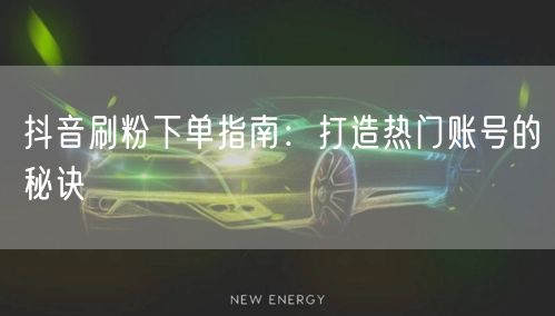 抖音刷粉下单指南:打造热门账号的秘诀