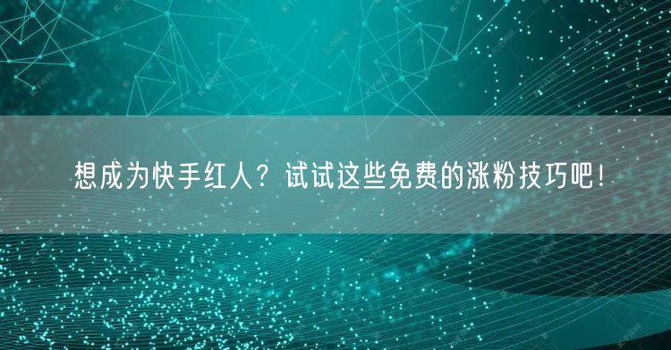 想成为快手红人？试试这些免费的涨粉技巧吧！