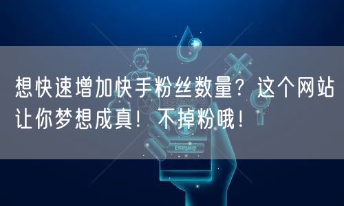 想快速增加快手粉丝数量?这个网站让你梦想成真!不掉粉哦!