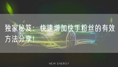 独家秘笈：快速增加快手粉丝的有效方法分享！